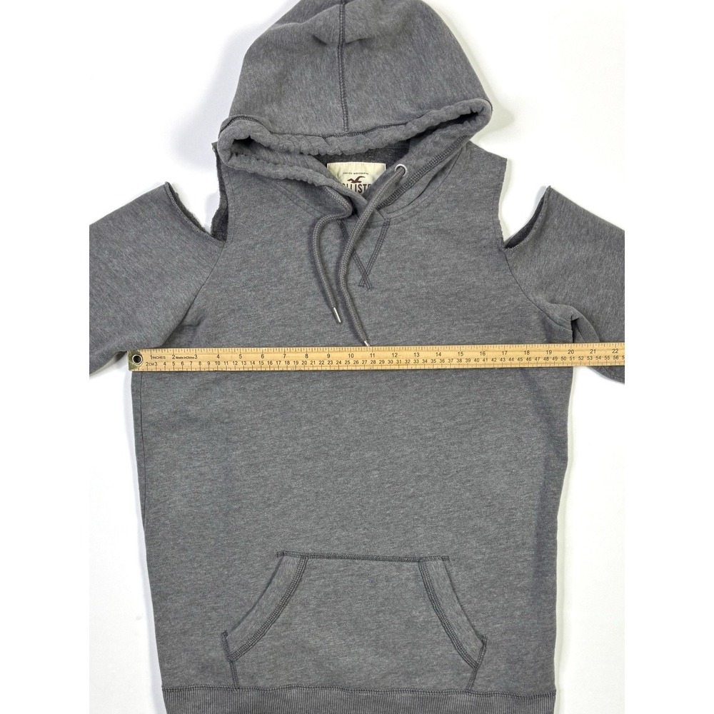 Hollister Hoodie Women's Medium Cut Out Shoulders Gray Sweatshirt Pullover - Picture 5 of 11